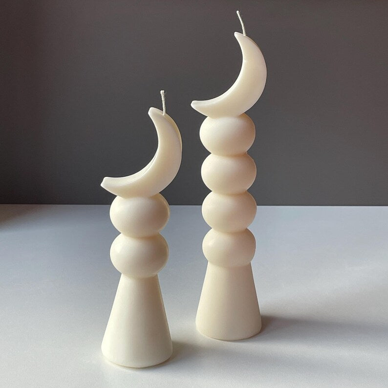 Eid Mubarak Crescent Moon Candle – Eid Table Decoration – Ramadan Decor – Islamic Pillar Candle
