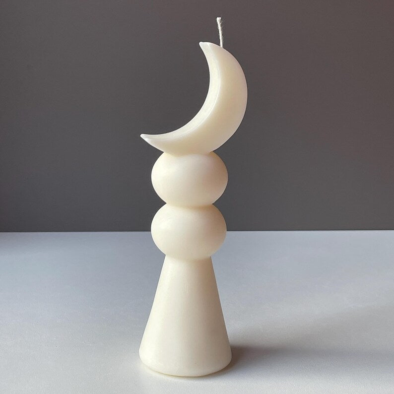 Eid Mubarak Crescent Moon Candle – Eid Table Decoration – Ramadan Decor – Islamic Pillar Candle