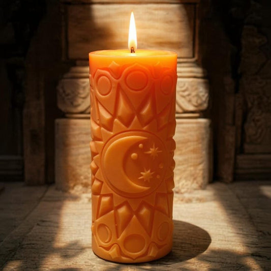 Harvest Equinox Candle | Celestial Balance | Faerie Blush Pink Or Custom Fragrance And Colour | Mabon Sun & Moon Cycle | Free UK Delivery