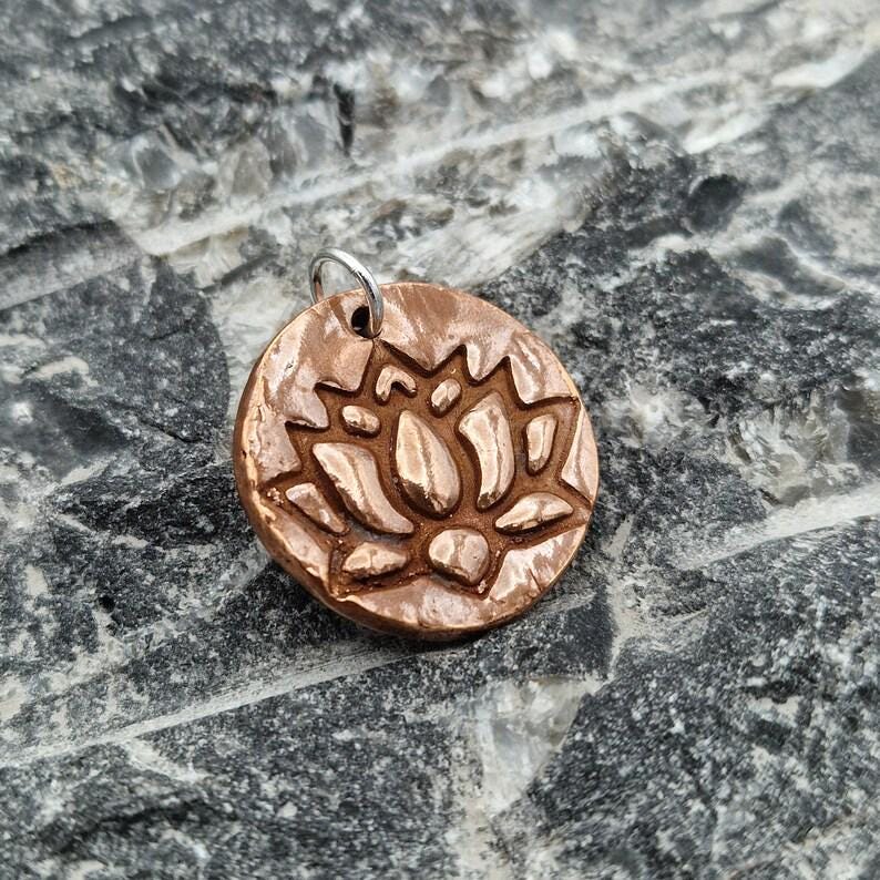 Lotus 2.2cm Pendant – Handmade Botanical Flower Necklace, Sterling Silver, Copper Or Bronze Spiritual Jewellery Gift
