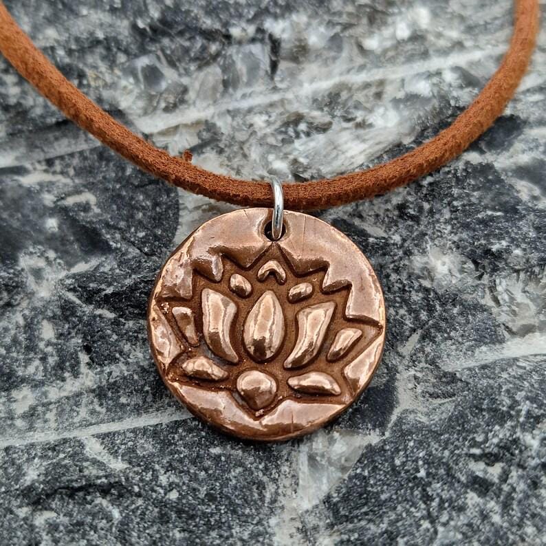 Lotus 2.2cm Pendant – Handmade Botanical Flower Necklace, Sterling Silver, Copper Or Bronze Spiritual Jewellery Gift