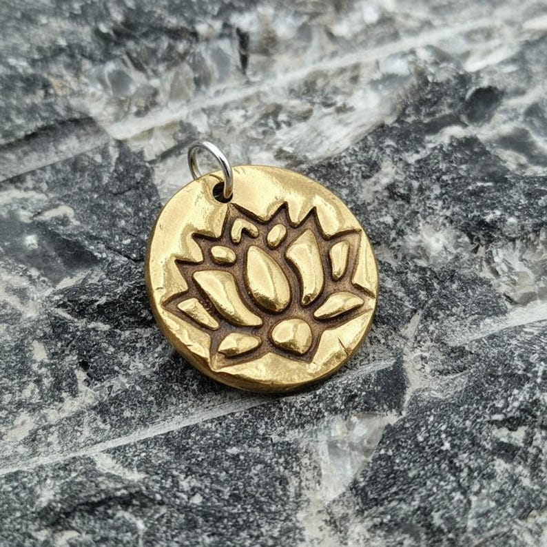 Lotus 2.2cm Pendant – Handmade Botanical Flower Necklace, Sterling Silver, Copper Or Bronze Spiritual Jewellery Gift