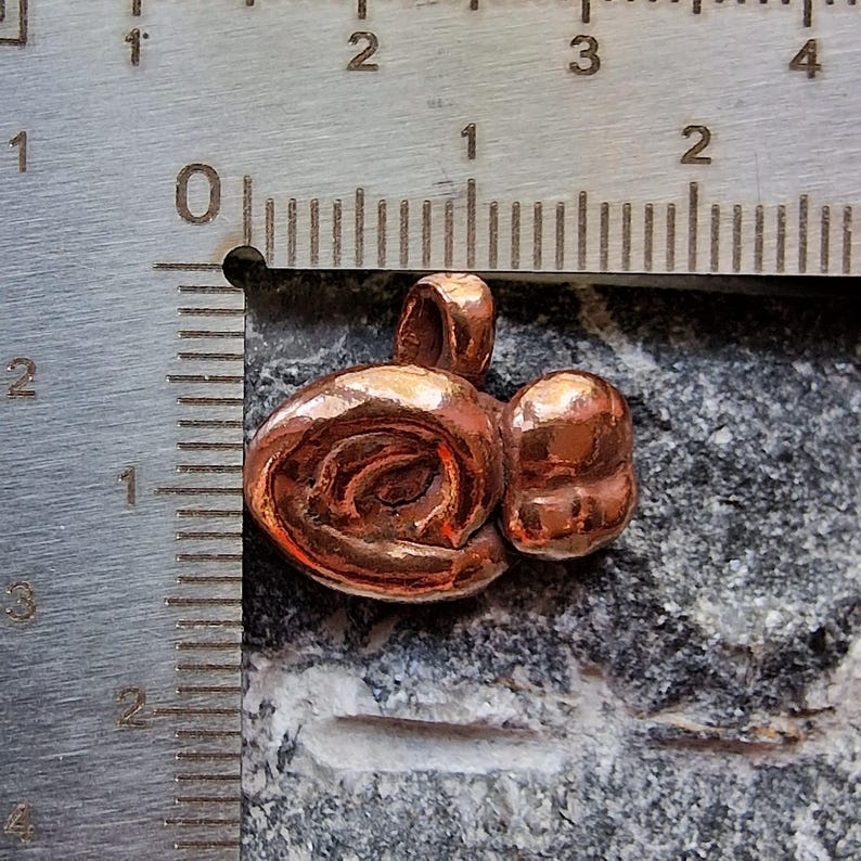 Medieval Snail Copper Charm, Baby Face Snail Pendant, Handmade Copper Jewellery, Medieval Marginalia Naive Art, Whimsical Nature Charm