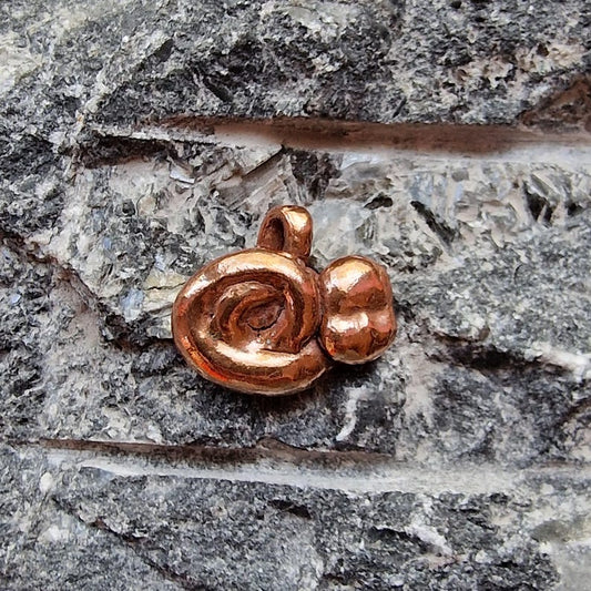 Medieval Snail Copper Charm, Baby Face Snail Pendant, Handmade Copper Jewellery, Medieval Marginalia Naive Art, Whimsical Nature Charm