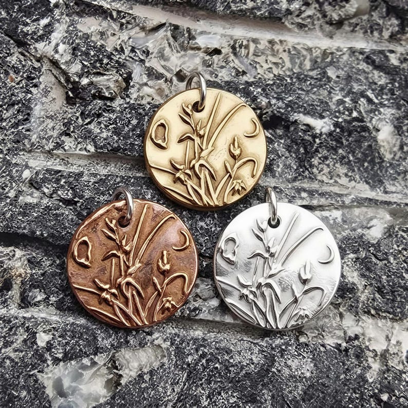 Moonlit Meadow Copper, Sterling Silver Or Bronze Pendant – Handmade Botanical Flower Necklace, Nature-Inspired Jewellery Gift
