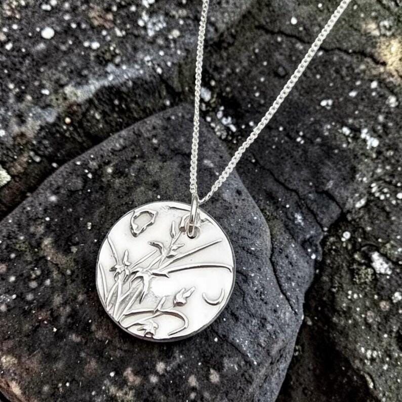 Moonlit Meadow Copper, Sterling Silver Or Bronze Pendant – Handmade Botanical Flower Necklace, Nature-Inspired Jewellery Gift