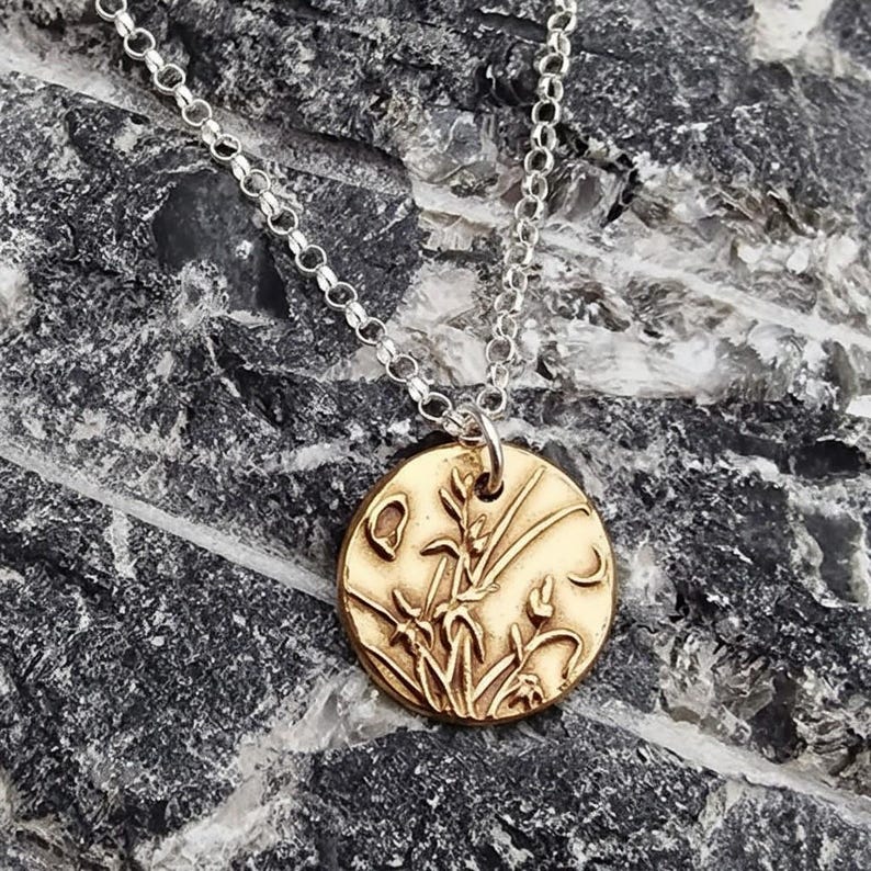 Moonlit Meadow Copper, Sterling Silver Or Bronze Pendant – Handmade Botanical Flower Necklace, Nature-Inspired Jewellery Gift