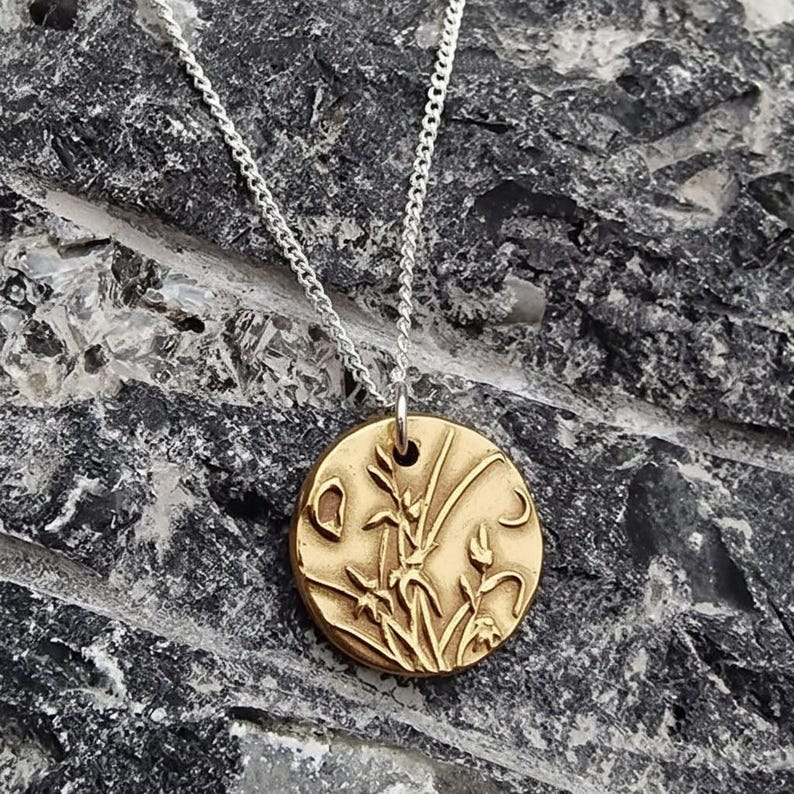 Moonlit Meadow Copper, Sterling Silver Or Bronze Pendant – Handmade Botanical Flower Necklace, Nature-Inspired Jewellery Gift
