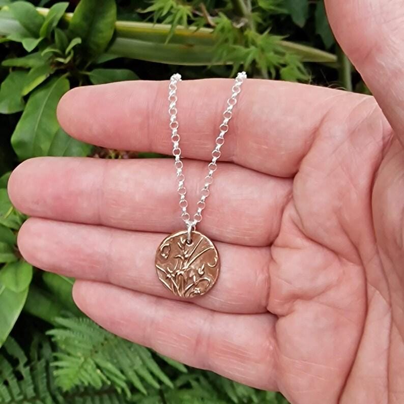 Moonlit Meadow Copper, Sterling Silver Or Bronze Pendant – Handmade Botanical Flower Necklace, Nature-Inspired Jewellery Gift