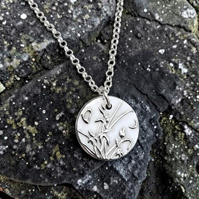 Moonlit Meadow Copper, Sterling Silver Or Bronze Pendant – Handmade Botanical Flower Necklace, Nature-Inspired Jewellery Gift