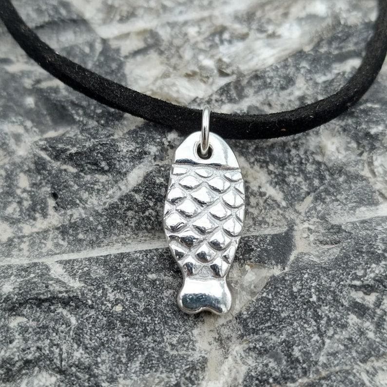 Naive Folk Art Fish Amulet – Solid Copper, Bronze Or Sterling Silver Ancient River Spirit Pendant Necklace