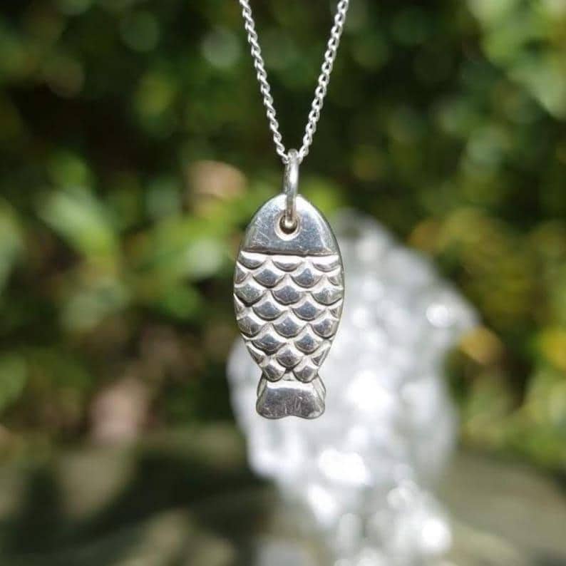 Naive Folk Art Fish Amulet – Solid Copper, Bronze Or Sterling Silver Ancient River Spirit Pendant Necklace