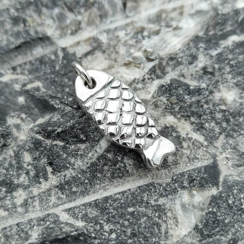 Naive Folk Art Fish Amulet – Solid Copper, Bronze Or Sterling Silver Ancient River Spirit Pendant Necklace