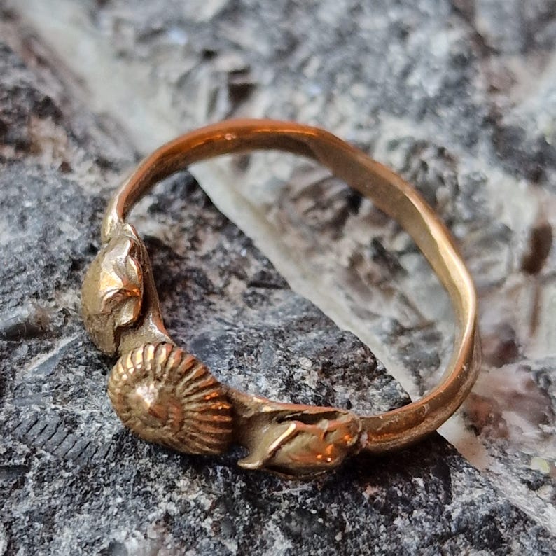 Ocean Relic, Solid Bronze 3 Shell Ring, Organic Handmade Jewellery,  Ancient Artefact Inspired Ring