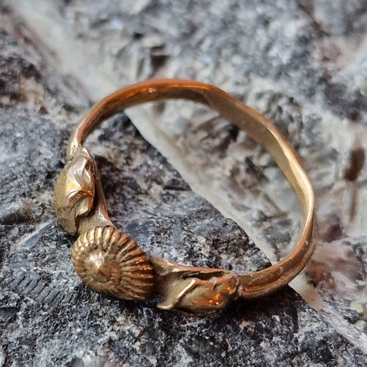Ocean Relic, Solid Bronze 3 Shell Ring, Organic Handmade Jewellery,  Ancient Artefact Inspired Ring