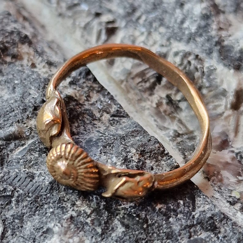Ocean Relic, Solid Bronze 3 Shell Ring, Organic Handmade Jewellery,  Ancient Artefact Inspired Ring