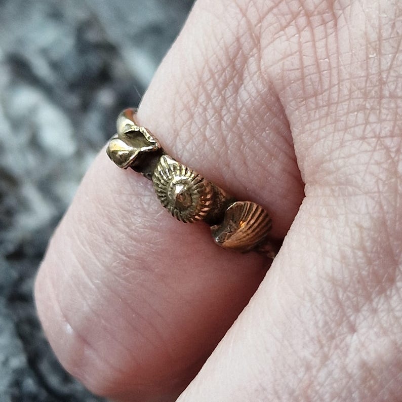 Ocean Relic, Solid Bronze 3 Shell Ring, Organic Handmade Jewellery,  Ancient Artefact Inspired Ring