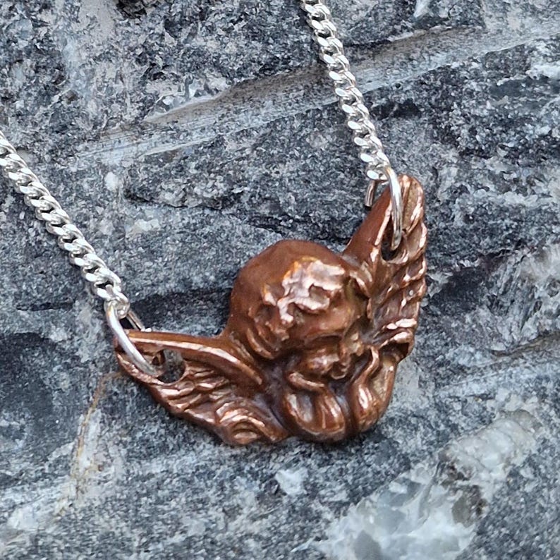 Renaissance 'Putti' Cherub Pendant Necklace, Copper, Bronze or Sterling Silver Handmade Angel Jewellery