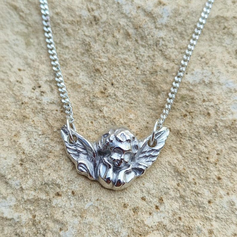 Renaissance 'Putti' Cherub Pendant Necklace, Copper, Bronze or Sterling Silver Handmade Angel Jewellery