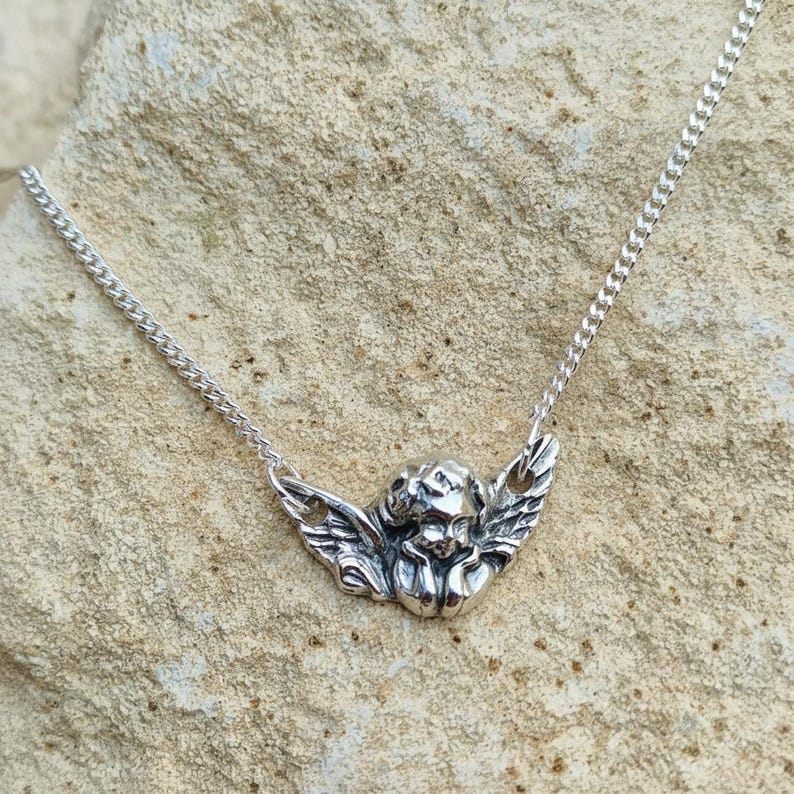 Renaissance 'Putti' Cherub Pendant Necklace, Copper, Bronze or Sterling Silver Handmade Angel Jewellery