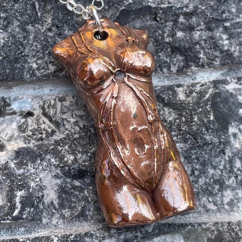 Shibari Goddess Copper Pendant – Handmade  Necklace with Sterling Silver, Sensual Jewellery