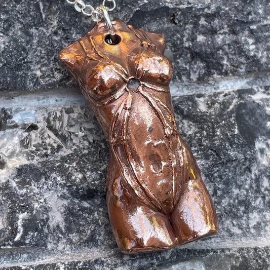 Shibari Goddess Copper Pendant – Handmade  Necklace with Sterling Silver, Sensual Jewellery