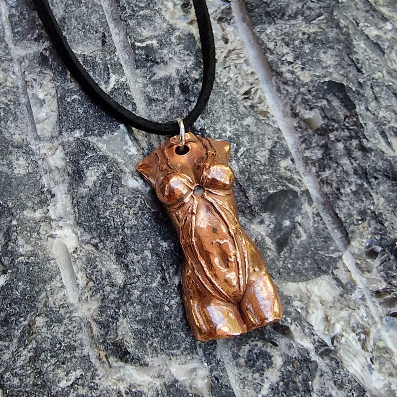 Shibari Goddess Copper Pendant – Handmade  Necklace with Sterling Silver, Sensual Jewellery