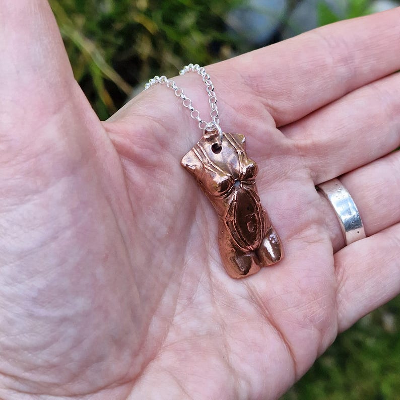 Shibari Goddess Copper Pendant – Handmade  Necklace with Sterling Silver, Sensual Jewellery
