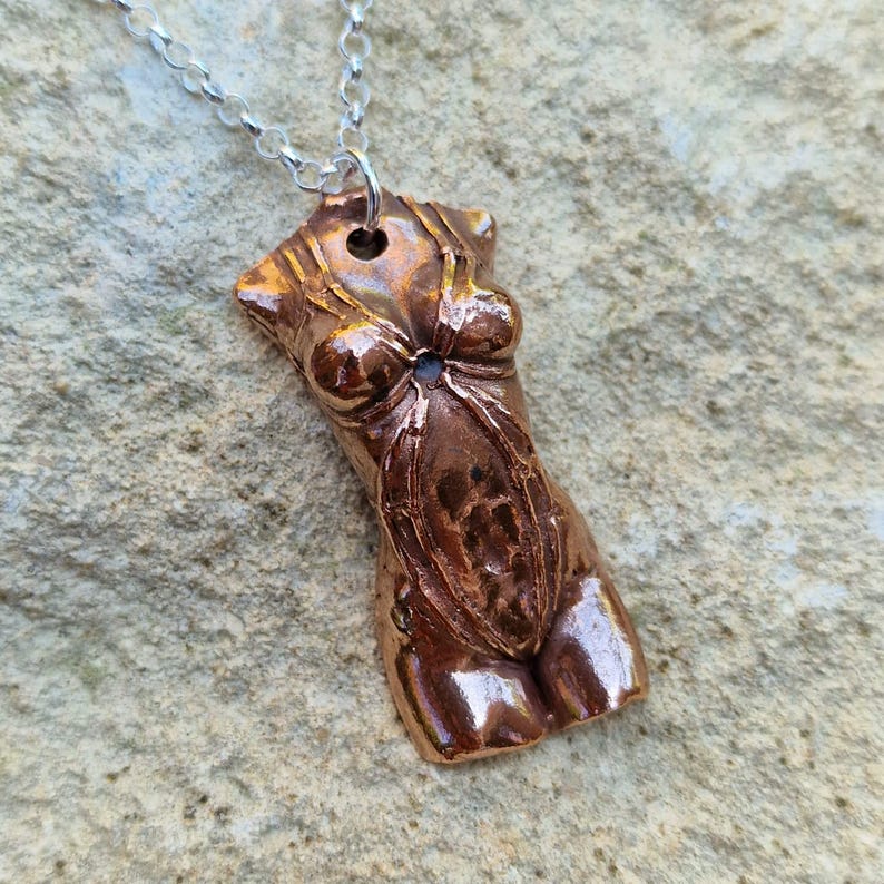 Shibari Goddess Copper Pendant – Handmade  Necklace with Sterling Silver, Sensual Jewellery