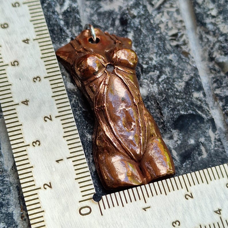 Shibari Goddess Copper Pendant – Handmade  Necklace with Sterling Silver, Sensual Jewellery