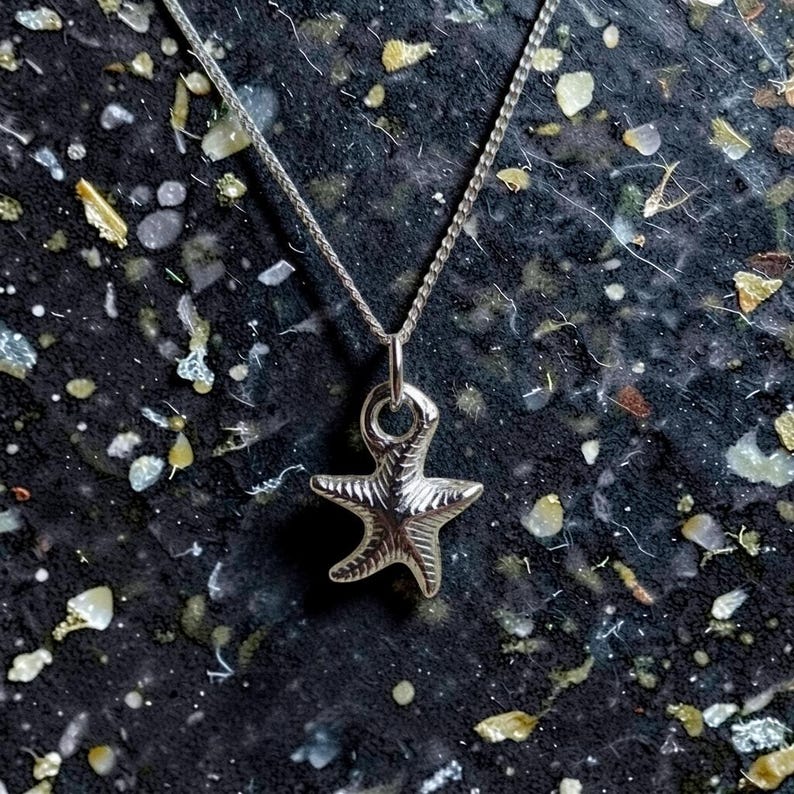 Sterling Silver Starfish Necklace, Handmade Coastal Pendant, Ocean Inspired Beach Gift