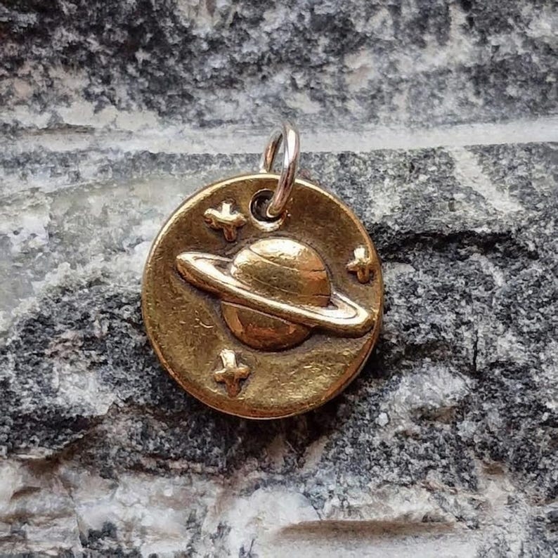 Sterling Silver, Bronze Or Copper Saturn Pendant, Handmade Celestial Charm, Astronomy Jewellery