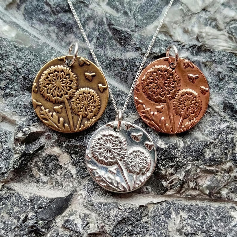 Sterling Silver, Copper Or Bronze Dandelion Clock Pendant Necklace | Nature Inspired Garden Jewellery