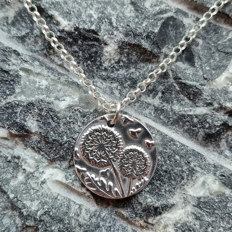 Sterling Silver, Copper Or Bronze Dandelion Clock Pendant Necklace | Nature Inspired Garden Jewellery