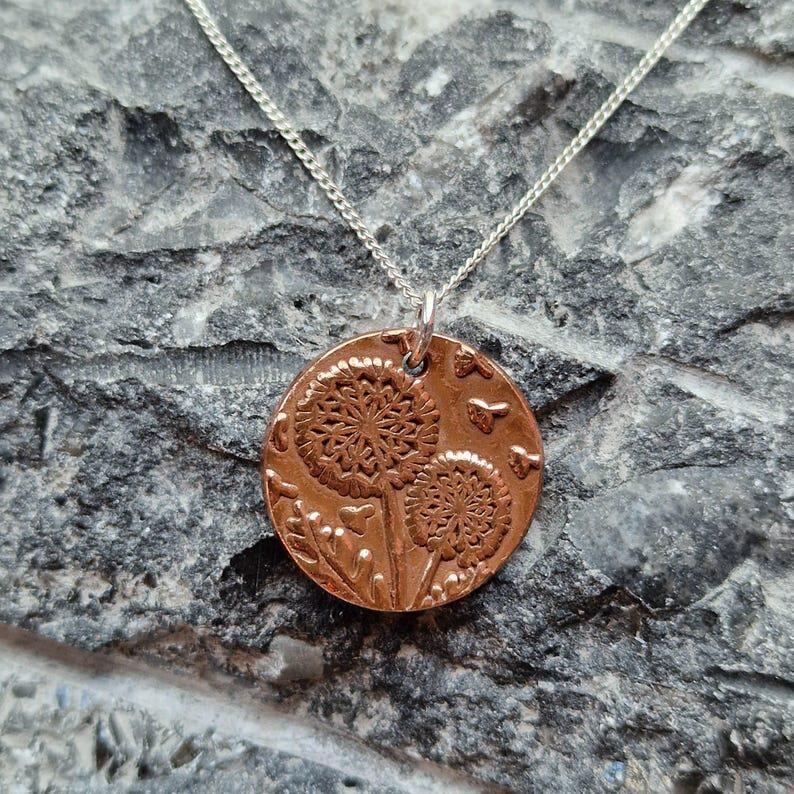 Sterling Silver, Copper Or Bronze Dandelion Clock Pendant Necklace | Nature Inspired Garden Jewellery