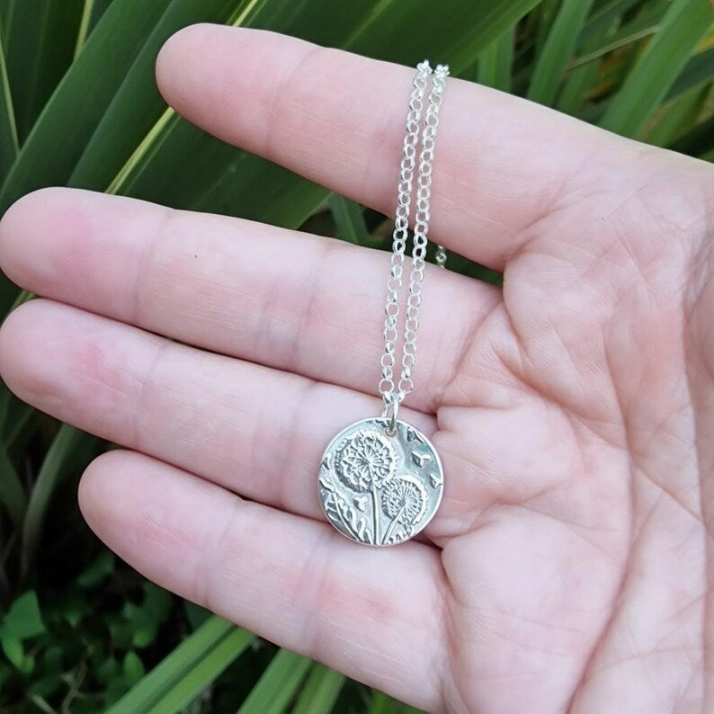 Sterling Silver, Copper Or Bronze Dandelion Clock Pendant Necklace | Nature Inspired Garden Jewellery