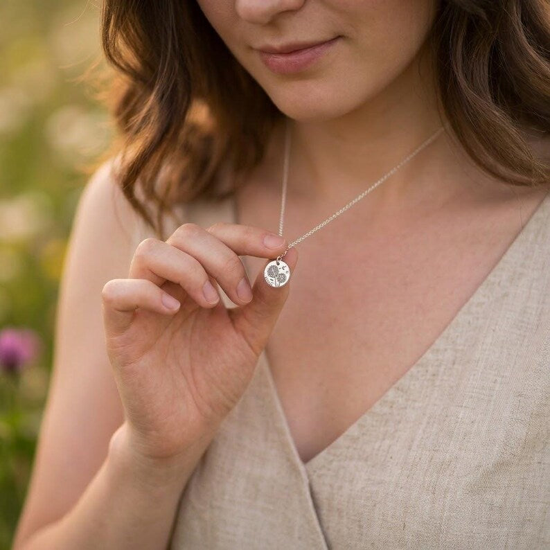 Sterling Silver, Copper Or Bronze Dandelion Clock Pendant Necklace | Nature Inspired Garden Jewellery