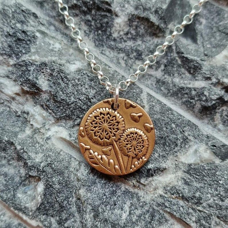 Sterling Silver, Copper Or Bronze Dandelion Clock Pendant Necklace | Nature Inspired Garden Jewellery