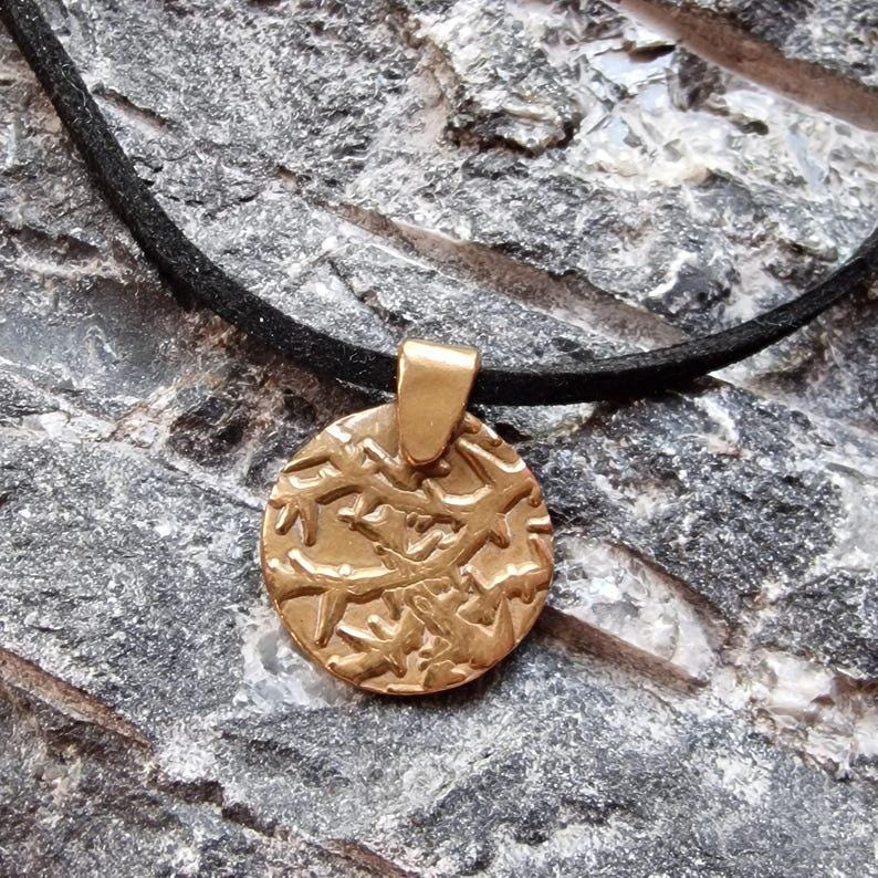 Tangled Thorn Pendant Necklace | Wild Woodland Bramble Medallion | Pure Copper, Solid Bronze, Sterling Silver | Nature Jewellery