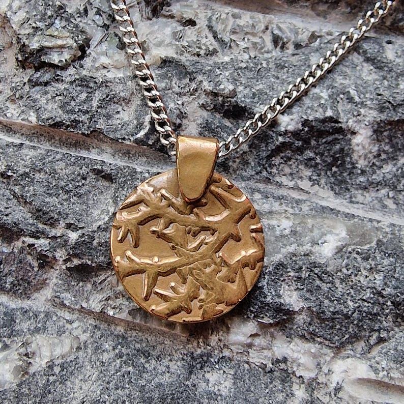 Tangled Thorn Pendant Necklace | Wild Woodland Bramble Medallion | Pure Copper, Solid Bronze, Sterling Silver | Nature Jewellery