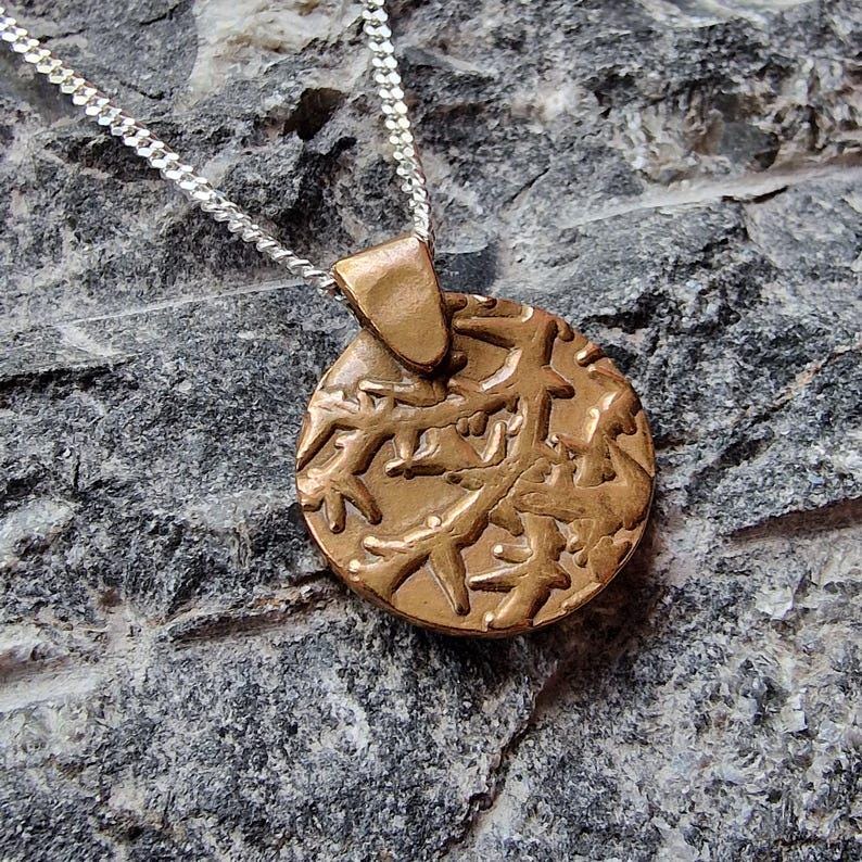 Tangled Thorn Pendant Necklace | Wild Woodland Bramble Medallion | Pure Copper, Solid Bronze, Sterling Silver | Nature Jewellery
