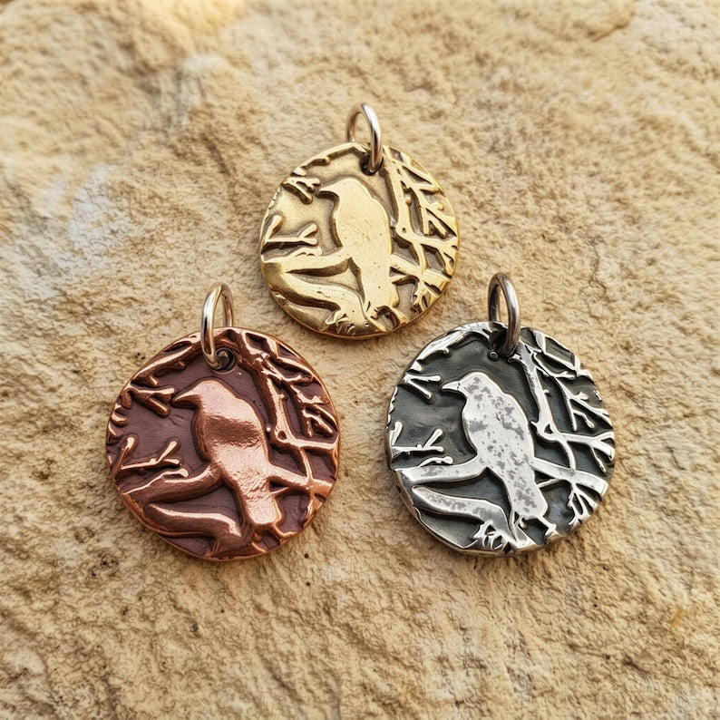 The Nevermore Pendant – Raven in the Branches, Edgar Allan Poe Inspired Copper, Sterling Silver Or Bronze Necklace