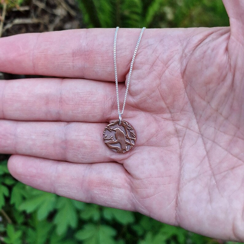 The Nevermore Pendant – Raven in the Branches, Edgar Allan Poe Inspired Copper, Sterling Silver Or Bronze Necklace