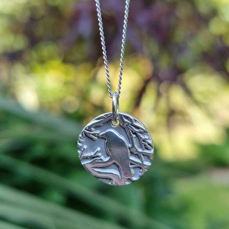 The Nevermore Pendant – Raven in the Branches, Edgar Allan Poe Inspired Copper, Sterling Silver Or Bronze Necklace