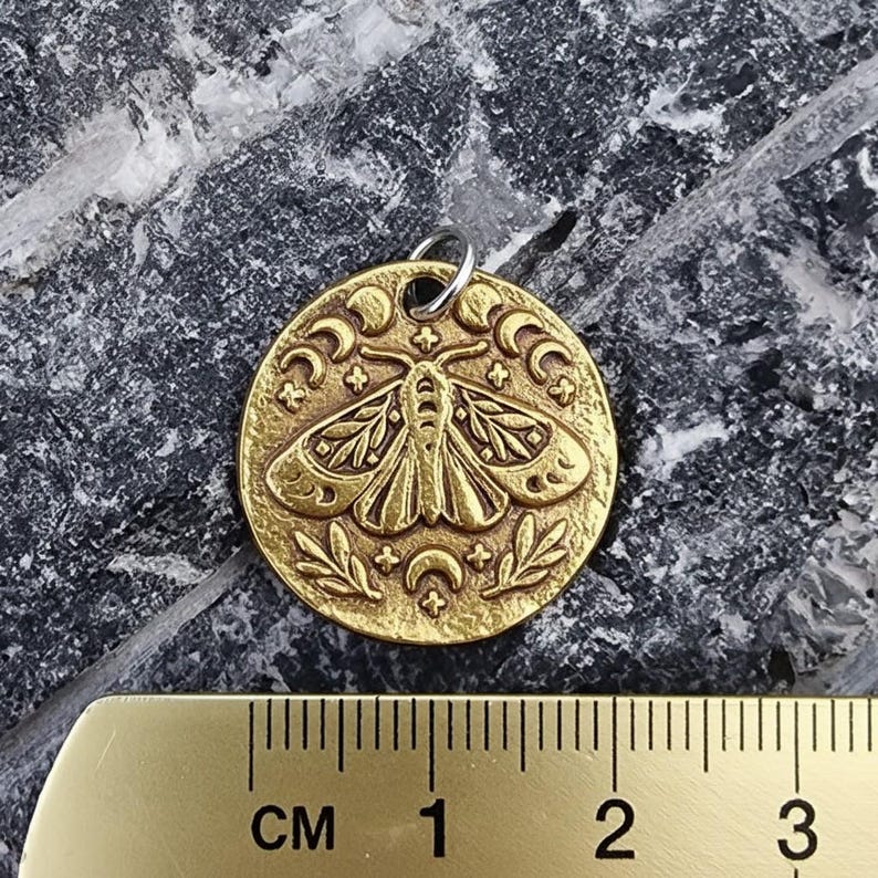 The Nocturne Moth Lunar Pendant Handmade Gothic Moth & Moon Phase Necklace Sterling Silver, Copper Or Bronze
