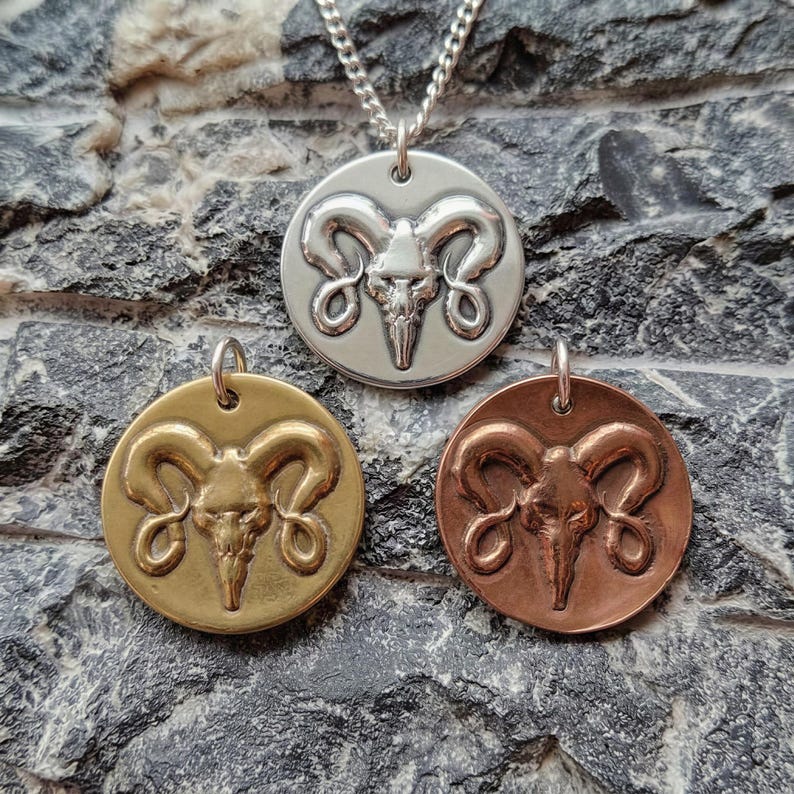 The Votive Ram Pendant – Solid Bronze, Sterling Silver Or Copper Gothic Tattoo Skull Necklace