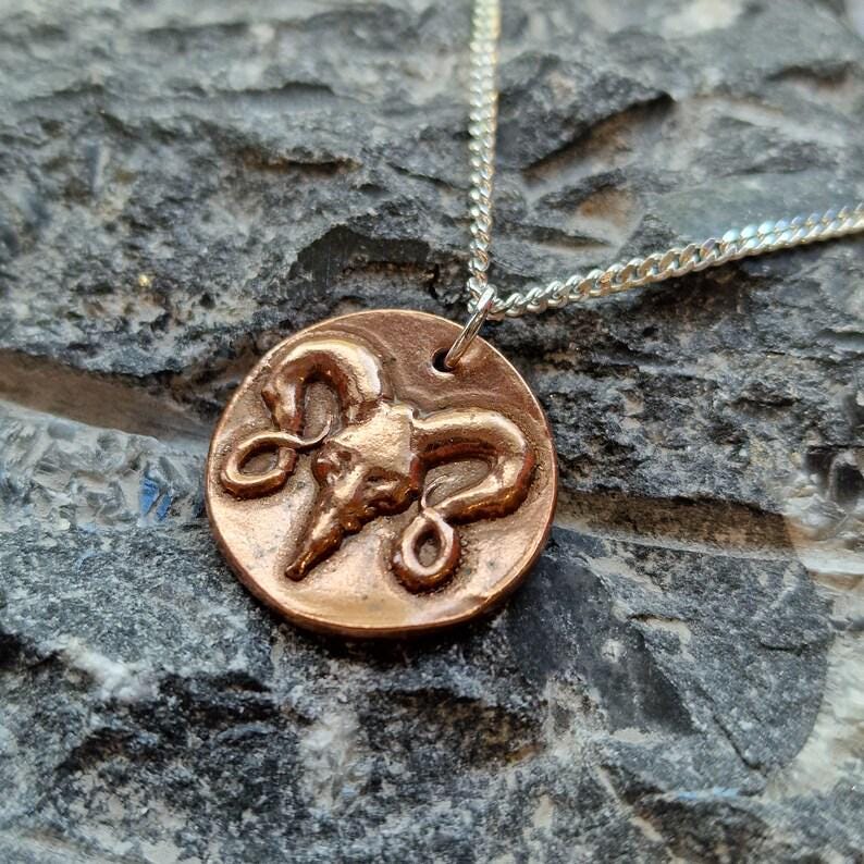 The Votive Ram Pendant – Solid Bronze, Sterling Silver Or Copper Gothic Tattoo Skull Necklace