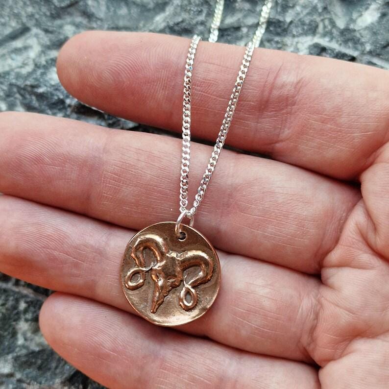The Votive Ram Pendant – Solid Bronze, Sterling Silver Or Copper Gothic Tattoo Skull Necklace