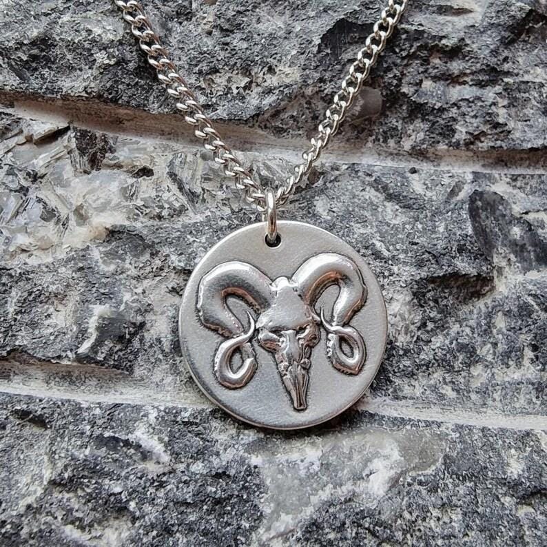 The Votive Ram Pendant – Solid Bronze, Sterling Silver Or Copper Gothic Tattoo Skull Necklace