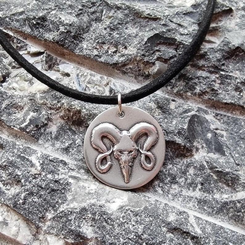 The Votive Ram Pendant – Solid Bronze, Sterling Silver Or Copper Gothic Tattoo Skull Necklace
